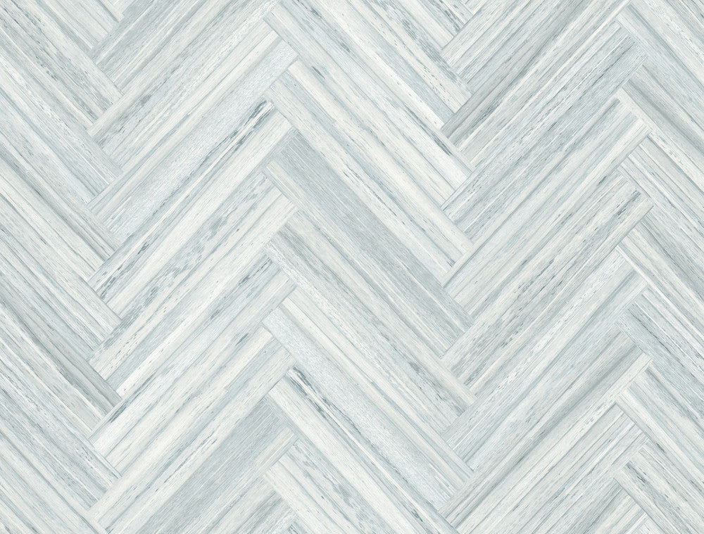Hermosa Herringbone Blue Peel & Stick Wallpaper by York Wallcoverings Grasscloth, Wood & Stone Covers about 45 square feet 27-in by 20-ft long roll Peel & Stick 20.5 - Fabric Carolina -