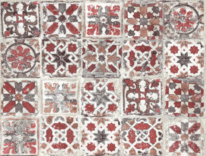 Encaustic Tile Red Peel & Stick Wallpaper by York Wallcoverings