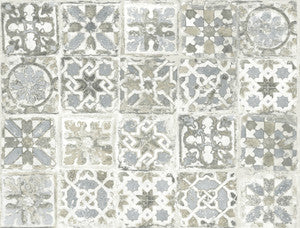 Encaustic Tile Grey Peel & Stick Wallpaper by York Wallcoverings