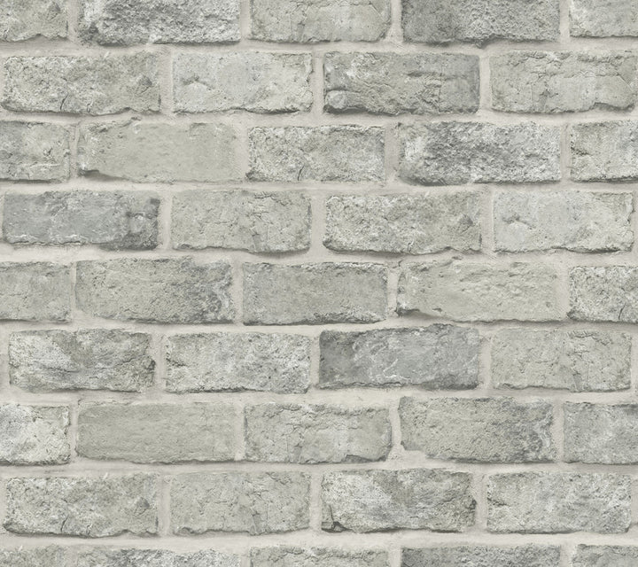 Stretcher Brick Grey Peel & Stick Wallpaper by York Wallcoverings Grasscloth, Wood & Stone Covers about 45 square feet 27-in by 20-ft long roll Peel & Stick 24 - Fabric Carolina -