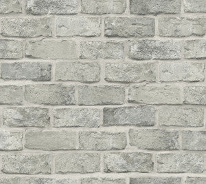 Stretcher Brick Grey Peel & Stick Wallpaper by York Wallcoverings