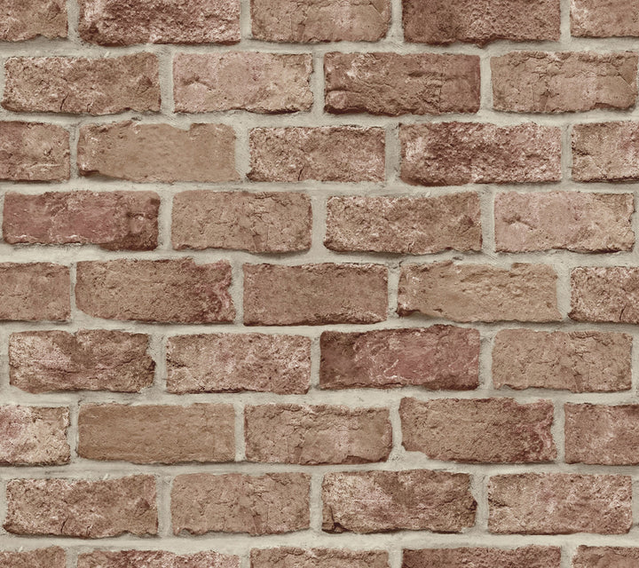 Stretcher Brick Red Peel & Stick Wallpaper by York Wallcoverings Grasscloth, Wood & Stone Covers about 45 square feet 27-in by 20-ft long roll Peel & Stick 24 - Fabric Carolina -