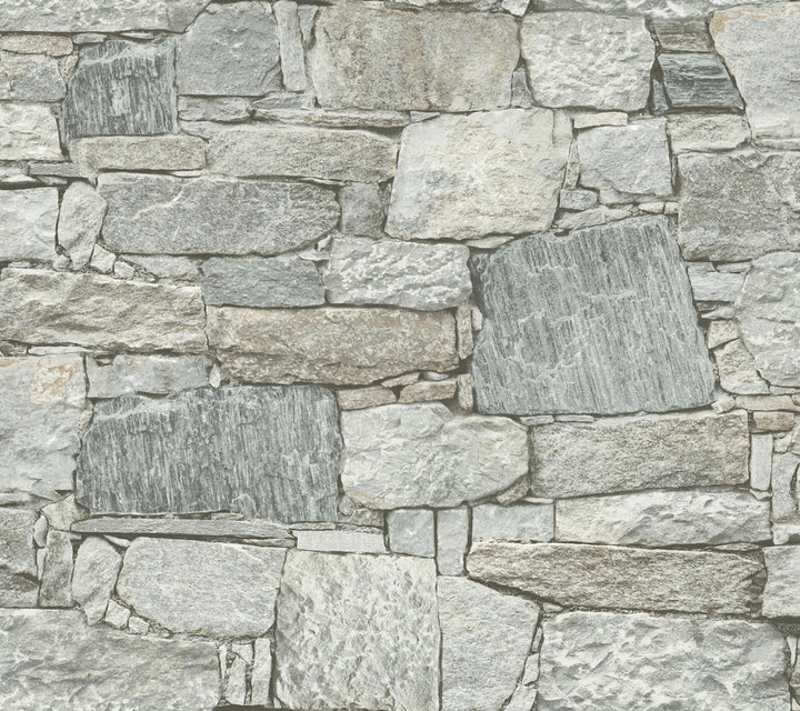 Chateau Stone Grey & Beige Peel & Stick Wallpaper by York Wallcoverings Grasscloth, Wood & Stone Covers about 45 square feet 27-in by 20-ft long roll Peel & Stick 24 - Fabric Carolina -