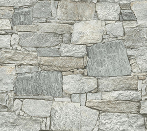 Chateau Stone Grey & Beige Peel & Stick Wallpaper by York Wallcoverings