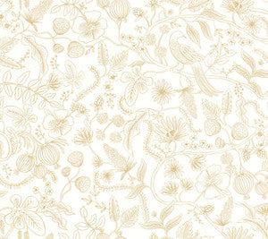 Aviary Off White & Gold Peel & Stick Wallpaper by Rifle Paper Co.
