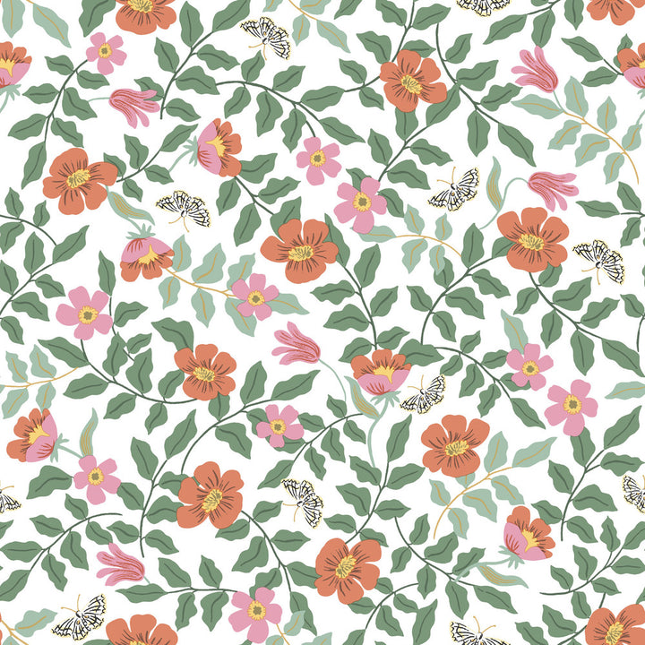 Primrose Rose & Cream Peel & Stick Wallpaper by Rifle Paper Co. Rifle Paper Co. Premium Peel & Stick Covers about 34.2 square feet 20.5-in by 20-ft long roll Peel & Stick 20.5 - Fabric Carolina -