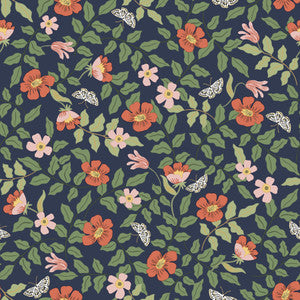 Primrose Rose & Navy Peel & Stick Wallpaper by Rifle Paper Co.