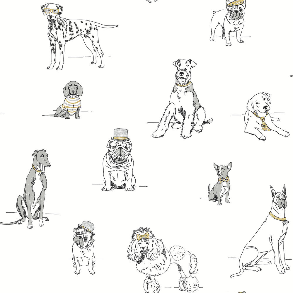 Dog's Life Silver & Gold Peel & Stick Wallpaper by York Wallcoverings Wildlife Covers about 34.2 square feet 20.5-in by 20-ft long roll Peel & Stick 20.5 - Fabric Carolina -