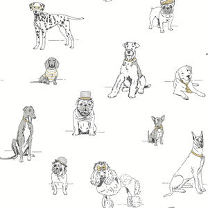 Dog's Life Silver & Gold Peel & Stick Wallpaper by York Wallcoverings