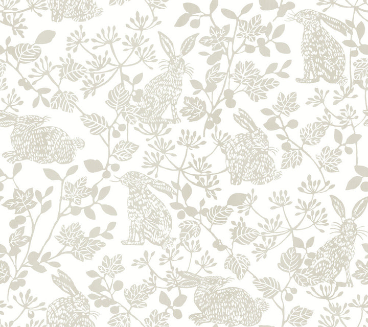 Botanical Bunnies Beige Peel & Stick Wallpaper by York Wallcoverings Wildlife Covers about 45 square feet 27-in by 20-ft long roll Peel & Stick 24 - Fabric Carolina -