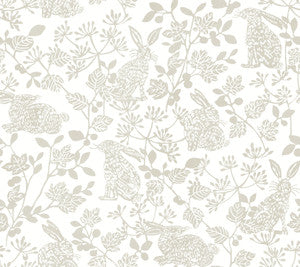 Botanical Bunnies Beige Peel & Stick Wallpaper by York Wallcoverings