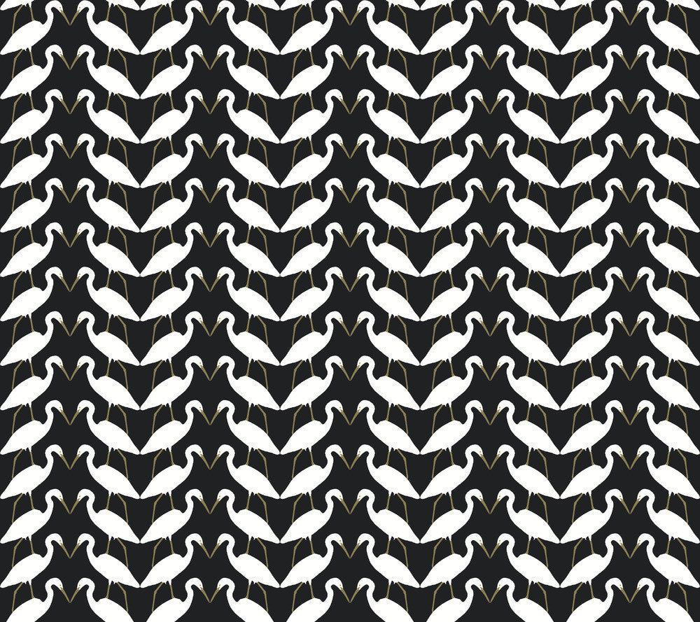 Elegant Birds Black & Gold Metallic Peel & Stick Wallpaper by York Wallcoverings Wildlife Covers about 45 square feet 27-in by 20-ft long roll Peel & Stick 24 - Fabric Carolina -