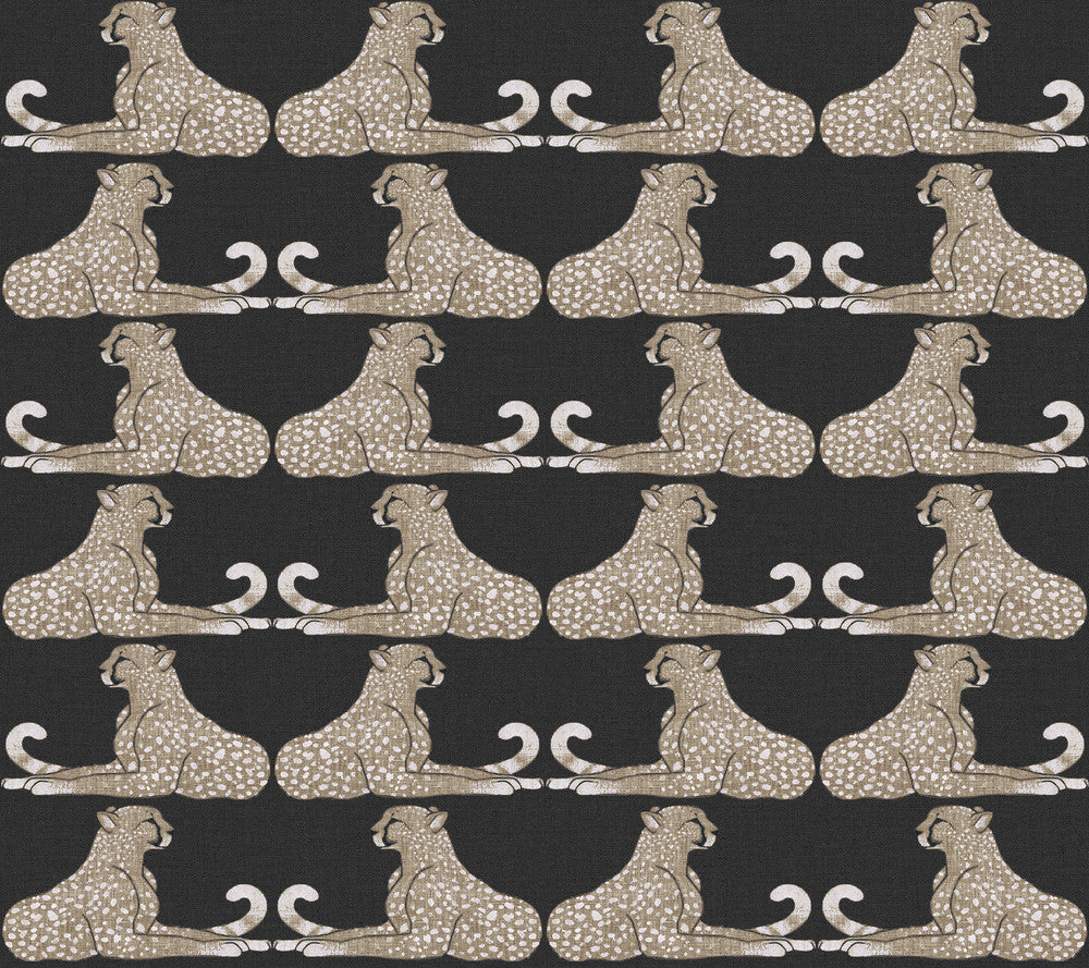 Reclining Cheetahs Black Peel & Stick Wallpaper by York Wallcoverings Wildlife Covers about 45 square feet 27-in by 20-ft long roll Peel & Stick 24 - Fabric Carolina -