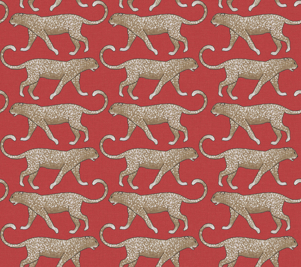 Big Cat Walk Red Peel & Stick Wallpaper by York Wallcoverings Wildlife Covers about 45 square feet 27-in by 20-ft long roll Peel & Stick 24 - Fabric Carolina -