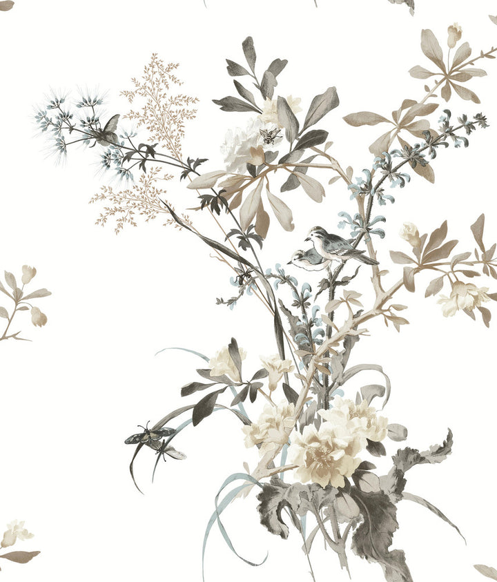 Wild Flowers Neutral Peel & Stick Wallpaper by York Wallcoverings Vintage Florals Covers about 34.2 square feet 20.5-in by 20-ft long roll Peel & Stick 24 - Fabric Carolina -