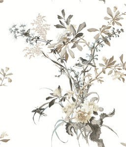 Wild Flowers Neutral Peel & Stick Wallpaper by York Wallcoverings