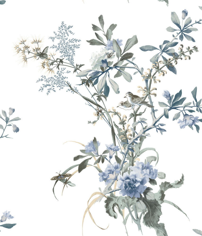 Wild Flowers Jade Peel & Stick Wallpaper by York Wallcoverings Vintage Florals Covers about 34.2 square feet 20.5-in by 20-ft long roll Peel & Stick 24 - Fabric Carolina -