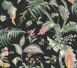 Fiji Garden Black Peel & Stick Wallpaper by York Wallcoverings