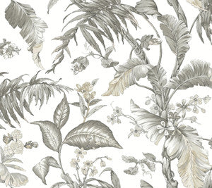 Fiji Garden White Peel & Stick Wallpaper by York Wallcoverings