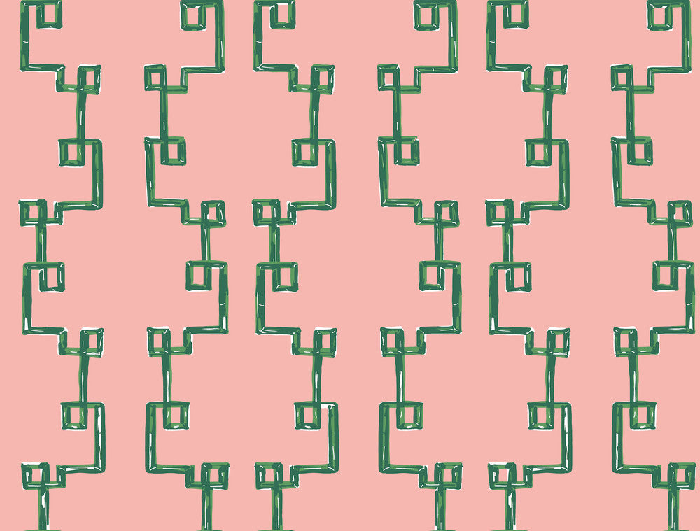 Bamboozled Bahama Pink Peel & Stick Wallpaper by Madcap Cottage Madcap Cottage Covers about 45 square feet 27-in by 20-ft long roll Peel & Stick 20.5 - Fabric Carolina -
