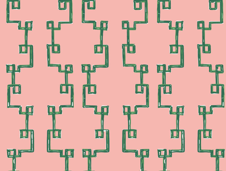 Bamboozled Bahama Pink Peel & Stick Wallpaper by Madcap Cottage Madcap Cottage Covers about 45 square feet 27-in by 20-ft long roll Peel & Stick 20.5 - Fabric Carolina -