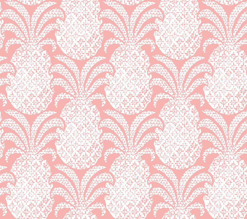 Colony Club Shell Pink Peel & Stick Wallpaper by Madcap Cottage Madcap Cottage Covers about 45 square feet 27-in by 20-ft long roll Peel & Stick 24 - Fabric Carolina -