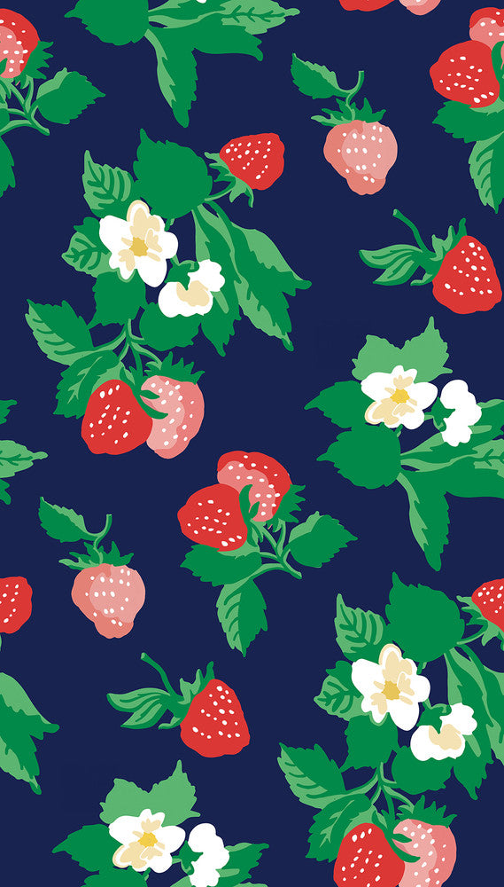 Berry Nice Navy Blue Peel & Stick Wallpaper by Madcap Cottage Madcap Cottage Covers about 34.2 square feet 20.5-in by 20-ft long roll Peel & Stick 36 - Fabric Carolina -