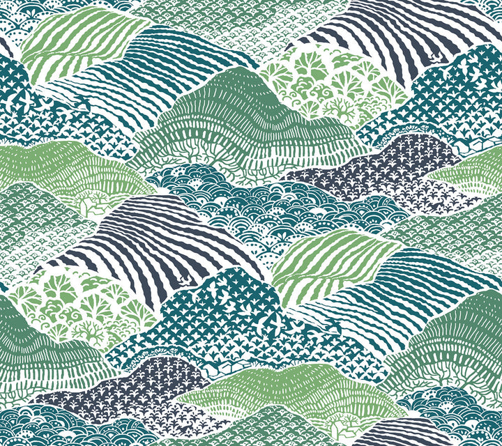 Shangri-La Palm Green Peel & Stick Wallpaper by Madcap Cottage Madcap Cottage Covers about 45 square feet 27-in by 20-ft long roll Peel & Stick 24 - Fabric Carolina -