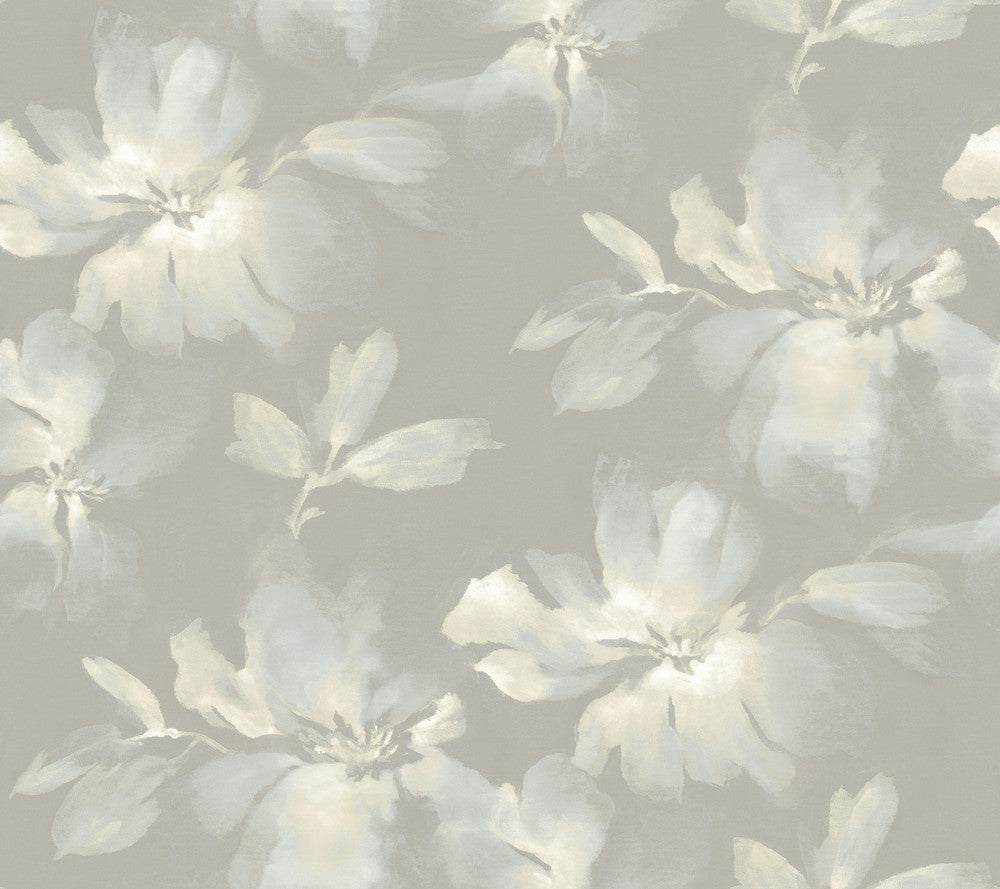 Midnight Blooms Light Blue & Grey Peel & Stick Wallpaper by Candice Olson Simply Candice Covers about 45 square feet 27-in by 20-ft long roll Peel & Stick 24 - Fabric Carolina -