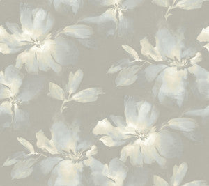 Midnight Blooms Light Blue & Grey Peel & Stick Wallpaper by Candice Olson