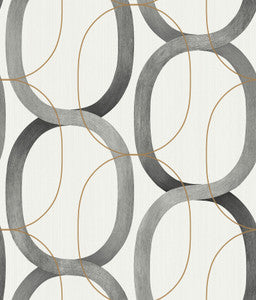 Interlock Black & Gold Peel & Stick Wallpaper by Candice Olson