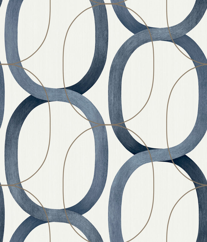 Interlock Navy Peel & Stick Wallpaper by Candice Olson Simply Candice Covers about 34.2 square feet 20.5-in by 20-ft long roll Peel & Stick 24 - Fabric Carolina -