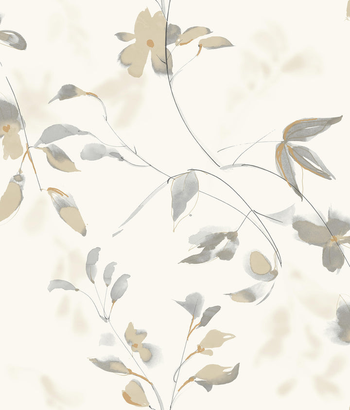Linden Flower Soft Neutral Peel & Stick Wallpaper by Candice Olson Simply Candice Covers about 34.2 square feet 20.5-in by 20-ft long roll Peel & Stick 24 - Fabric Carolina -