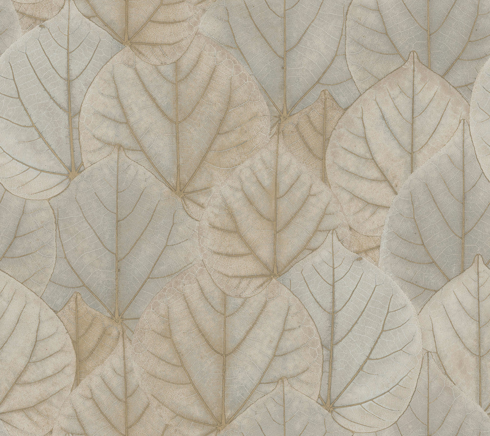Leaf Concerto Warm Taupe Peel & Stick Wallpaper by Candice Olson Simply Candice Covers about 45 square feet 27-in by 20-ft long roll Peel & Stick 24 - Fabric Carolina -