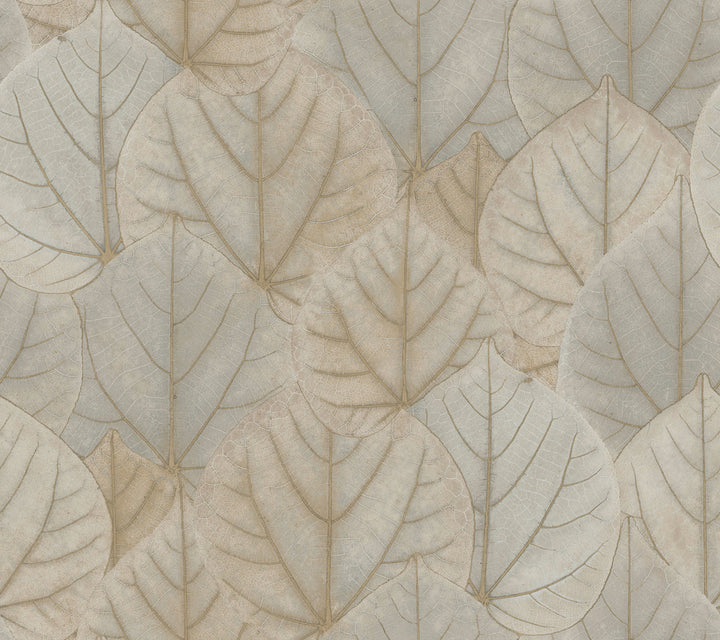 Leaf Concerto Warm Taupe Peel & Stick Wallpaper by Candice Olson Simply Candice Covers about 45 square feet 27-in by 20-ft long roll Peel & Stick 24 - Fabric Carolina -