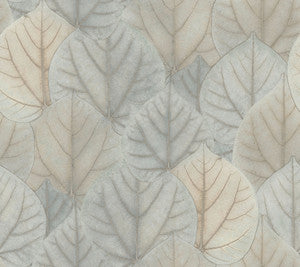 Leaf Concerto Blue & Taupe Peel & Stick Wallpaper by Candice Olson