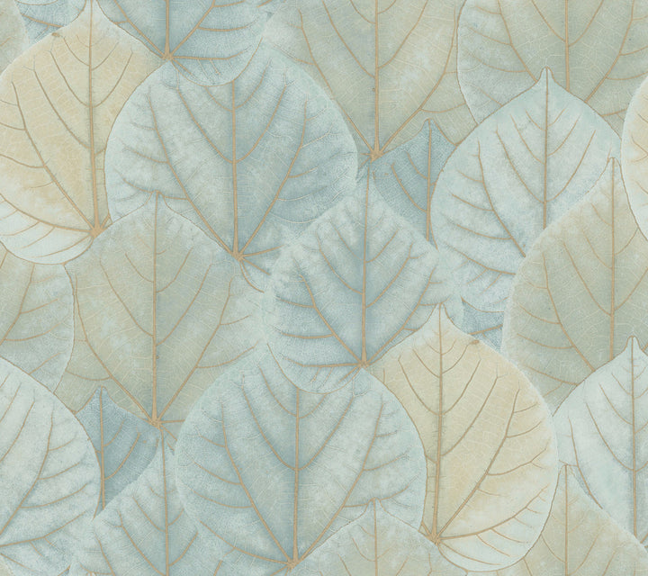 Leaf Concerto Turquoise Peel & Stick Wallpaper by Candice Olson Simply Candice Covers about 45 square feet 27-in by 20-ft long roll Peel & Stick 24 - Fabric Carolina -