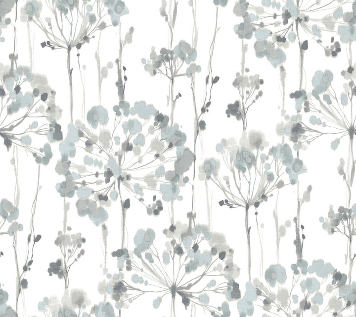 Flourish Sheer Blue & Grey Peel & Stick Wallpaper by Candice Olson Simply Candice Covers about 45 square feet 27-in by 20-ft long roll Peel & Stick 24 - Fabric Carolina -