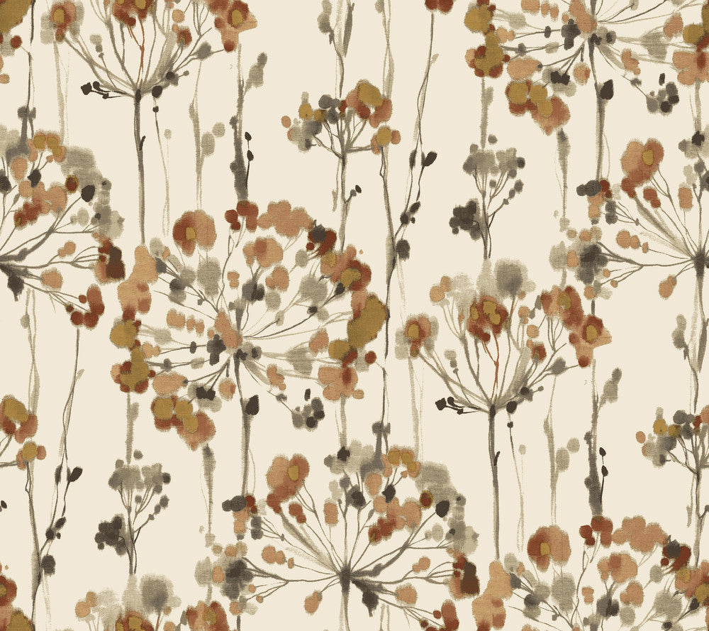 Flourish Burnt Orange Peel & Stick Wallpaper by Candice Olson Simply Candice Covers about 45 square feet 27-in by 20-ft long roll Peel & Stick 24 - Fabric Carolina -