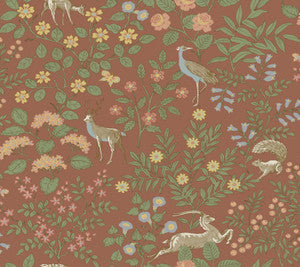 Woodland Floral Rust Peel & Stick Wallpaper by Erin & Ben