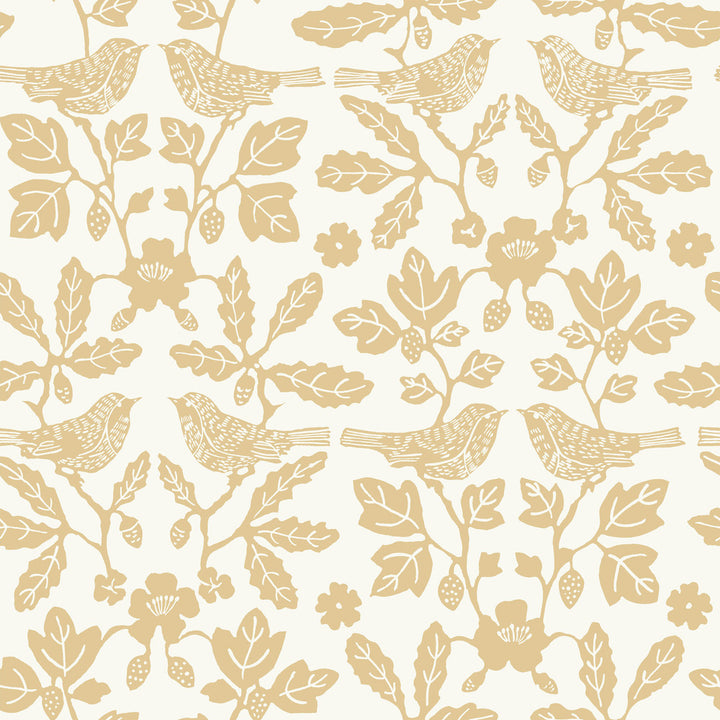 Sparrow & Oak Ochre Yellow Peel & Stick Wallpaper by Erin & Ben Erin & Ben Co. Covers about 34.2 square feet 20.5-in by 20-ft long roll Peel & Stick 20.5 - Fabric Carolina -