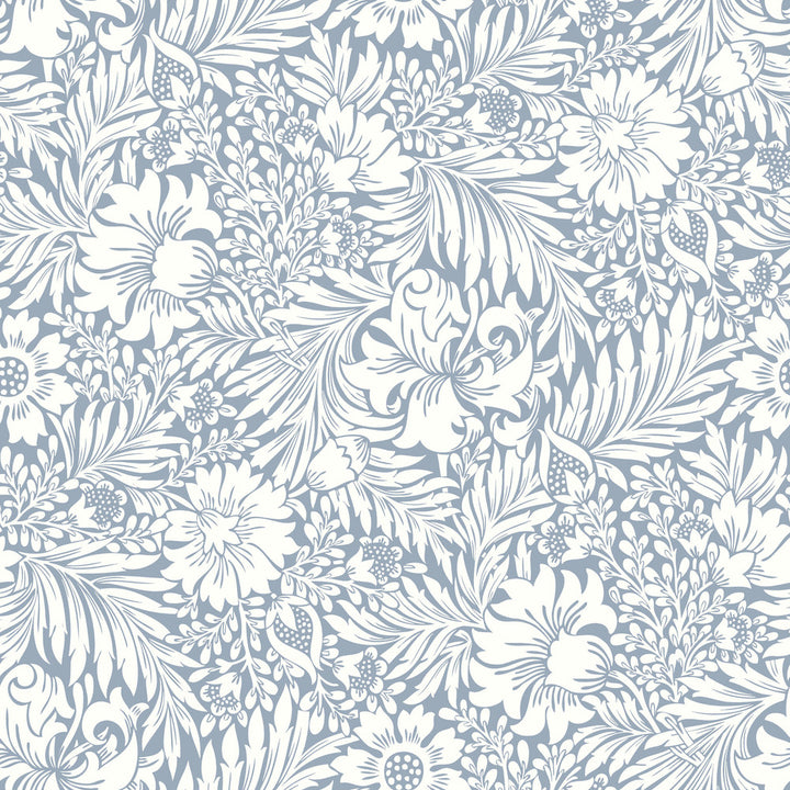 Modern Acanthus Wedgewood Blue Peel & Stick Wallpaper by Erin & Ben Erin & Ben Co. Covers about 34.2 square feet 20.5-in by 20-ft long roll Peel & Stick 20.5 - Fabric Carolina -
