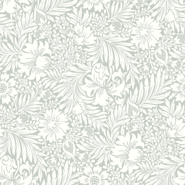 Modern Acanthus Vintage Duck Egg Peel & Stick Wallpaper by Erin & Ben Erin & Ben Co. Covers about 34.2 square feet 20.5-in by 20-ft long roll Peel & Stick 20.5 - Fabric Carolina -