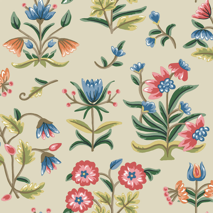 Heirloom Floral Taupe Peel & Stick Wallpaper by Erin & Ben Erin & Ben Co. Covers about 34.2 square feet Peel & Stick 20.5-in repeat, straight match 20.5-in by 20-ft long roll - Fabric Carolina -