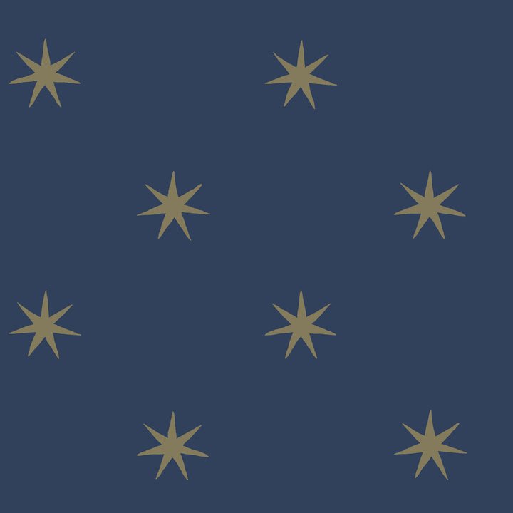 Star Splendor Navy & Gold Peel & Stick Wallpaper by Erin & Ben Erin & Ben Co. Covers about 34.2 square feet Peel & Stick 20.5-in repeat, straight match 20.5-in by 20-ft long roll - Fabric Carolina -