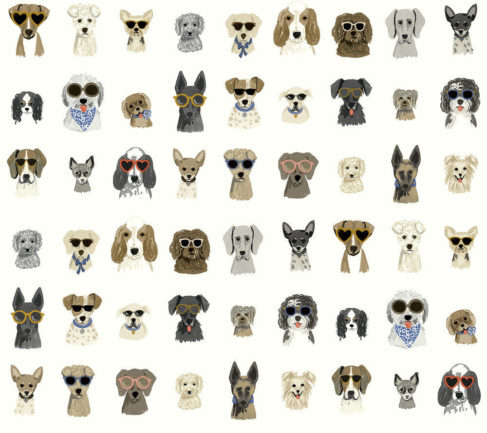 Dog Days Multi White Peel & Stick Wallpaper by Rifle Paper Co. P&S Rifle Paper 2 Covers about 45 square feet 27-in by 20-ft long roll Peel & Stick 24 - Fabric Carolina -