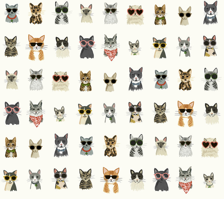 Cool Cats Multi White Peel & Stick Wallpaper by Rifle Paper Co. P&S Rifle Paper 2 Covers about 45 square feet 27-in by 20-ft long roll Peel & Stick 24 - Fabric Carolina -