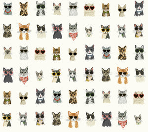 Cool Cats Multi White Peel & Stick Wallpaper by Rifle Paper Co.