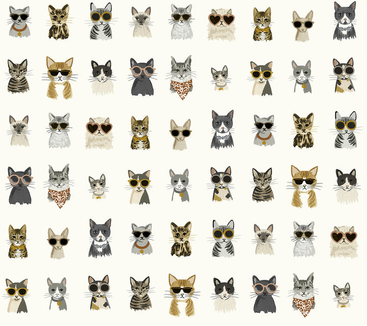 Cool Cats Grey & Gold Peel & Stick Wallpaper by Rifle Paper Co. P&S Rifle Paper 2 Covers about 45 square feet 27-in by 20-ft long roll Peel & Stick 24 - Fabric Carolina -