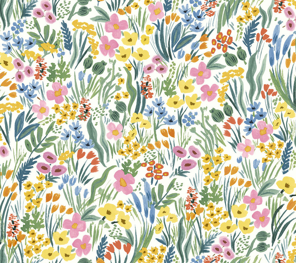Lea White Peel & Stick Wallpaper by Rifle Paper Co. P&S Rifle Paper 2 Covers about 45 square feet 27-in by 20-ft long roll Peel & Stick 24 - Fabric Carolina -